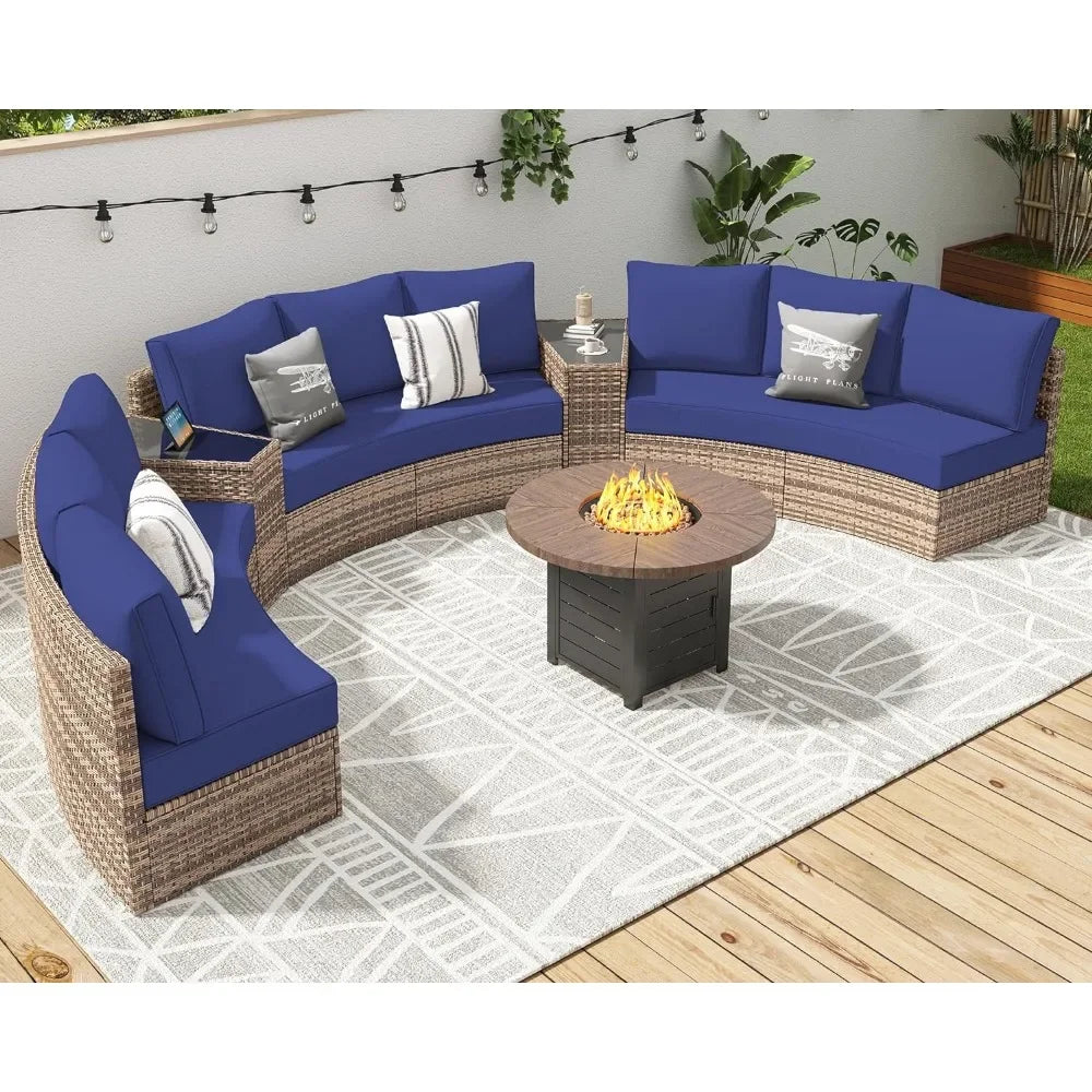Furniture Sets, 3 Piece Half-Moon Sectional Round Sofa Set - Ohberri