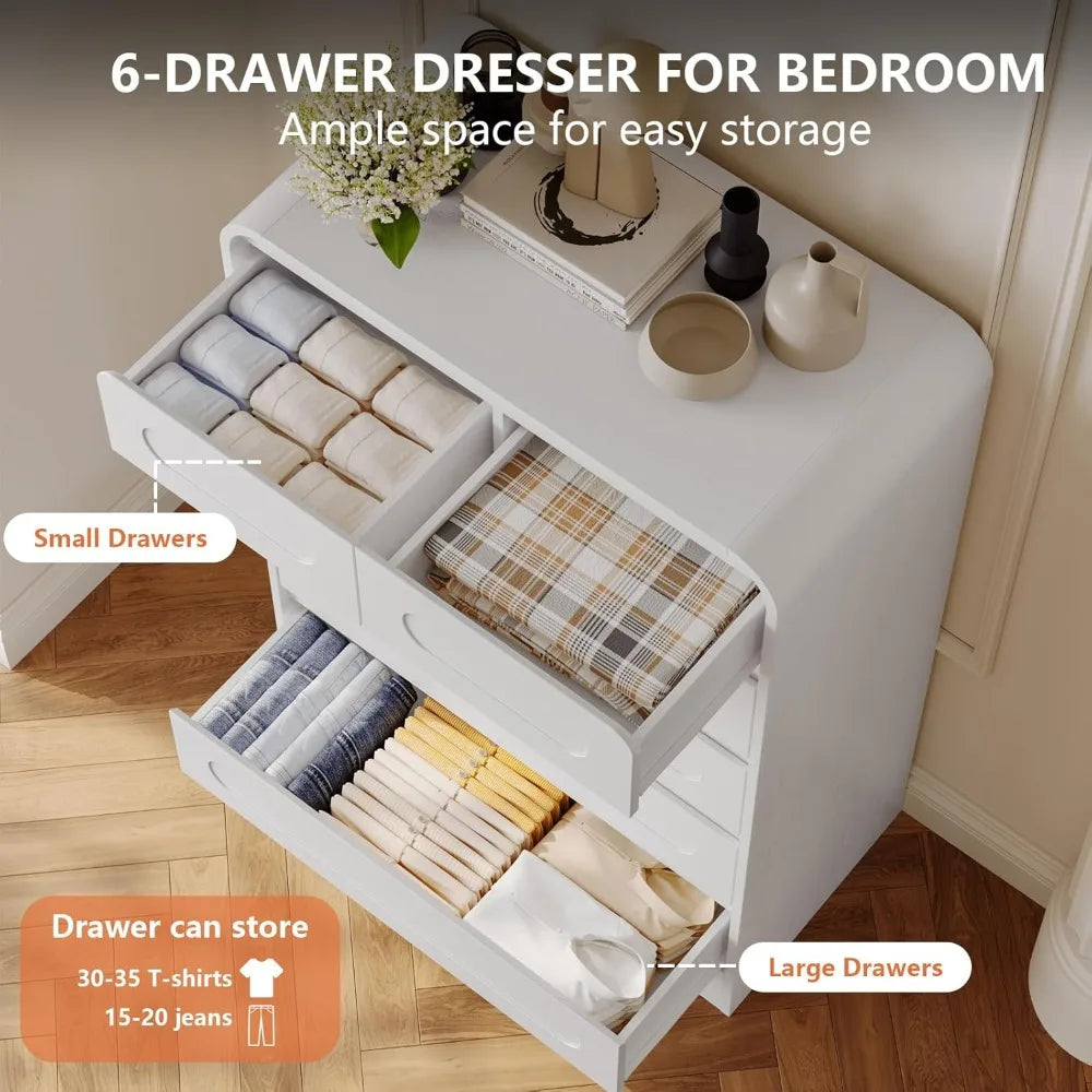 4 Pcs Bedroom Set, Dresser and Nightstand Sets, Including Modern Wooden Tall 6 Drawer Dressers - Ohberri