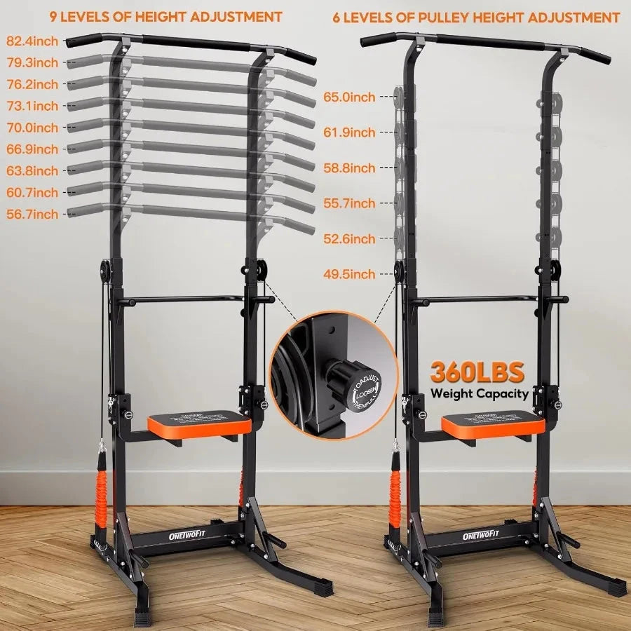 Power Tower Pull Up Bar Station Assistive Trainer, Multi-Function Adjustable Height Dip Station Ohberri