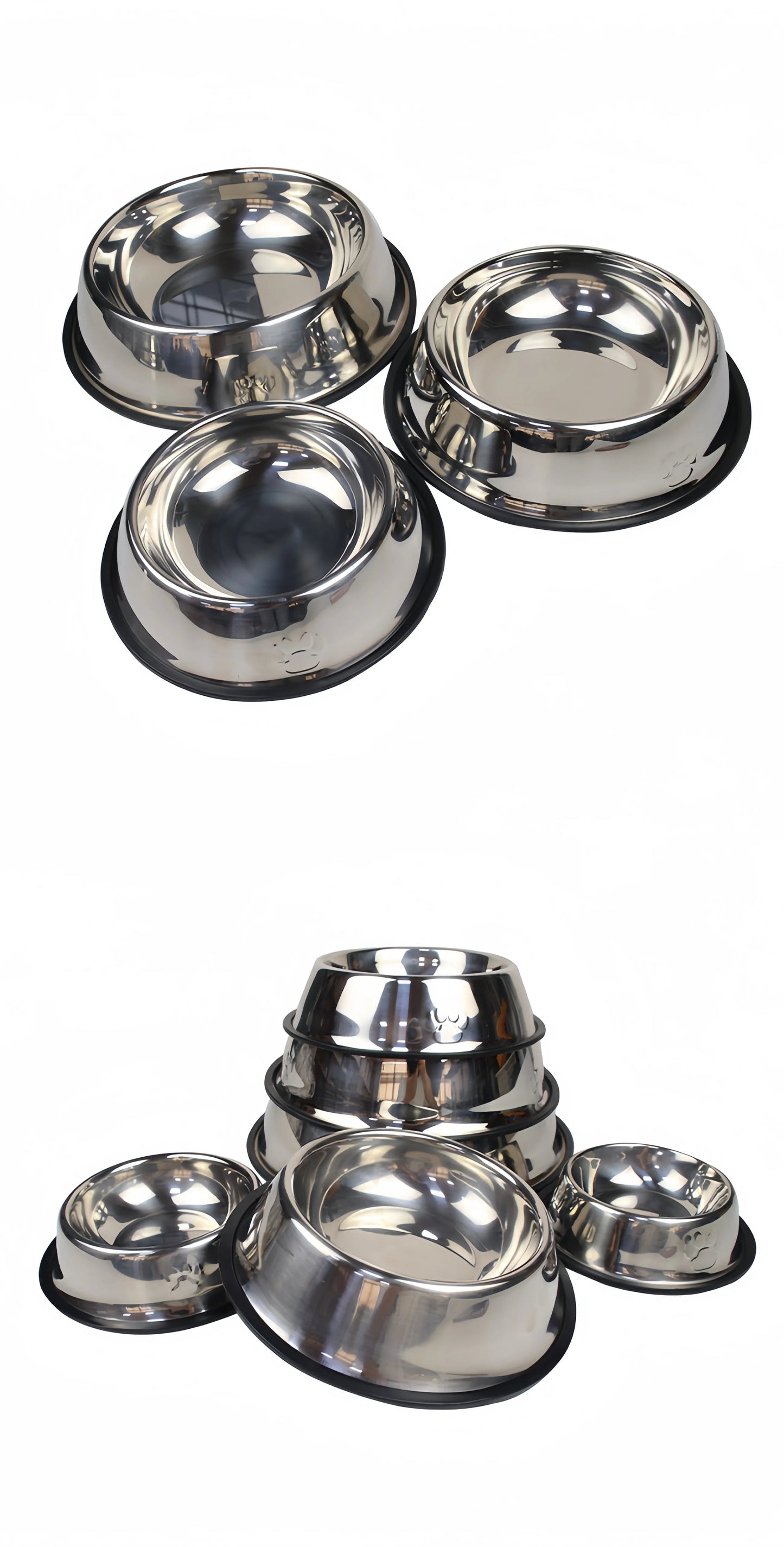 Pet Dog Cat Stainless Steel Bowl Pet Feeding Bowl Cat and Dog Drinking Bowl Metal Feeder Bowl Durable Easy To Clean 6 Sizes Ohberri