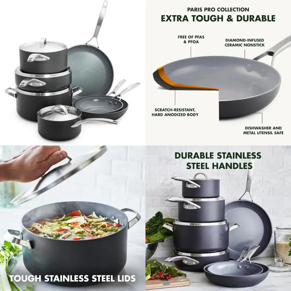 18-Piece Nonstick Cookware Set: Premium Pots and Pans for Kitchen Cooking Ohberri