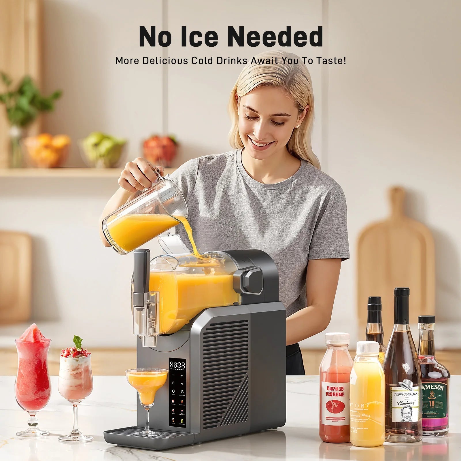 Professional Home Slushie Machine No Ice Needed Rapid Chill Technology 72 oz. Frozen Drink & Slushie Machine 7 Preset Programs Ohberri