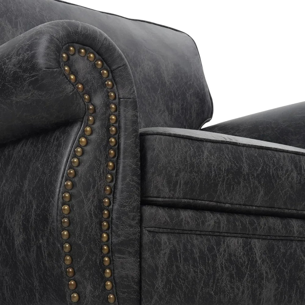 Mid-Century Modern Single Sofa with Rivet Design (Grey, Single) - Ohberri