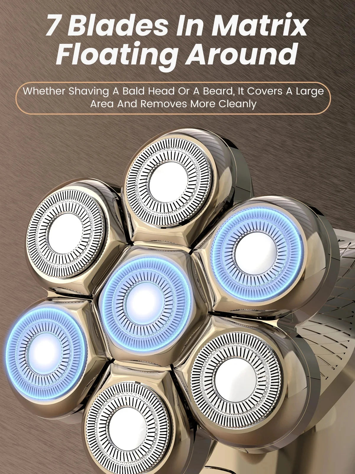 5 In 1 Electric Head Shaver for Bald Men 7D Cordless Razor with Hair Trimmer Multifunctional Ohberri