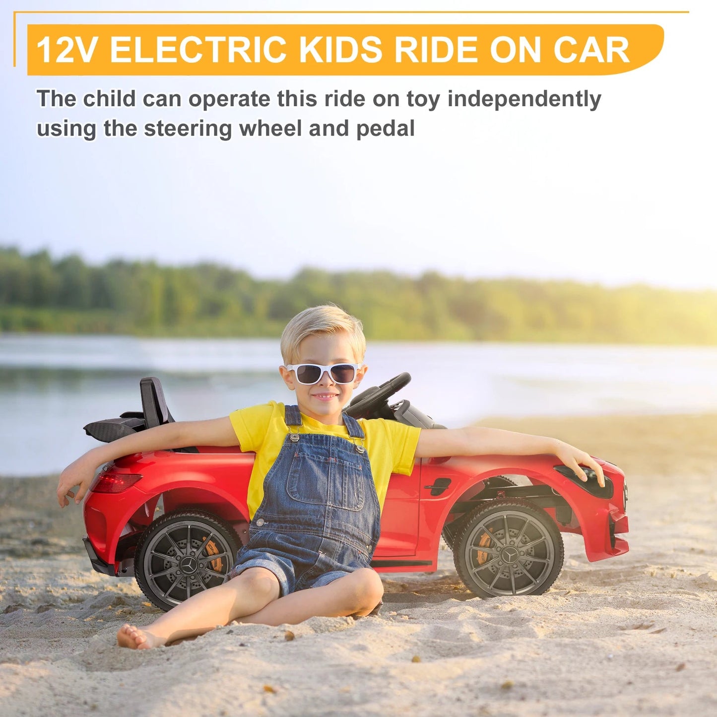 Dual Drive 12V 4.5Ah with 2.4G Remote Control Mercedes-Benz Sports Car Red Ohberri