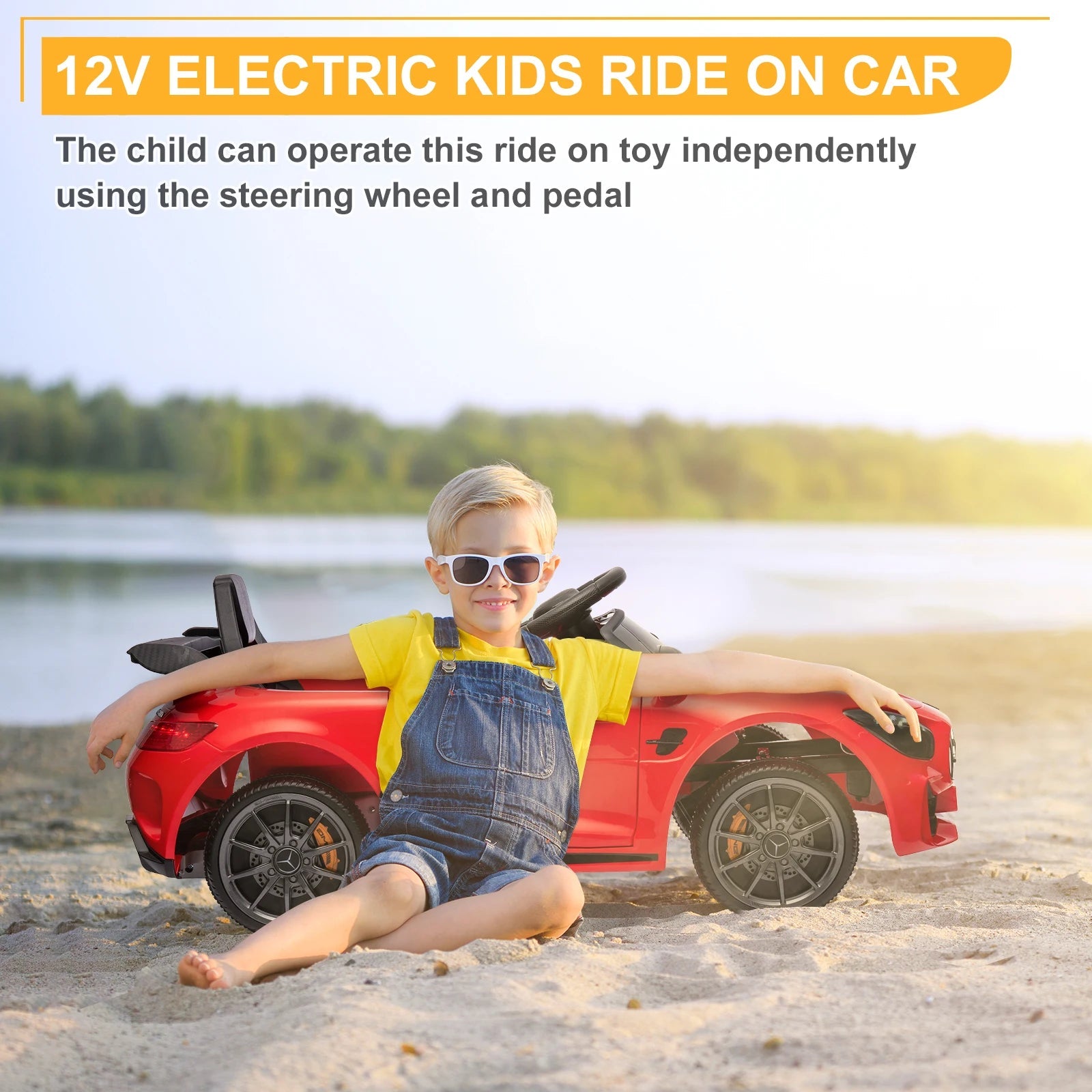 Dual Drive 12V 4.5Ah with 2.4G Remote Control Mercedes-Benz Sports Car Red Ohberri