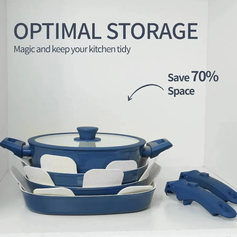 23pcs Ceramic Pots and Pans Set with Nonstick Surface and Detachable Handles for Induction Ohberri