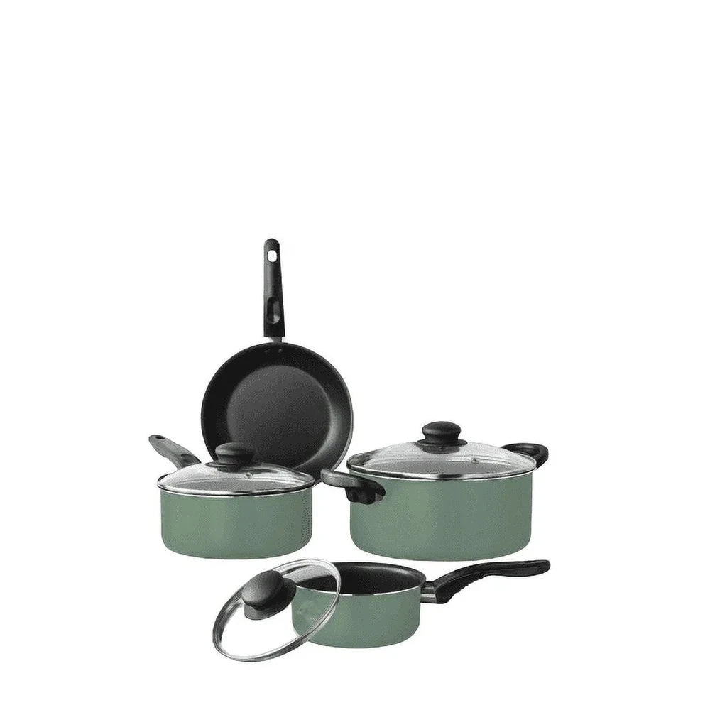 7 Piece Nonstick Cookware Set Lightweight Aluminum Pots and Pans Dishwasher Safe Easy Cleanup Cooking Essentials Beginners and Ohberri