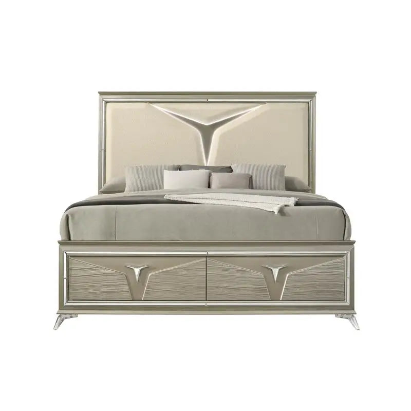 Modern King 5PC Bedroom Set with Wood Construction & LED Headboard Lighting - Ohberri