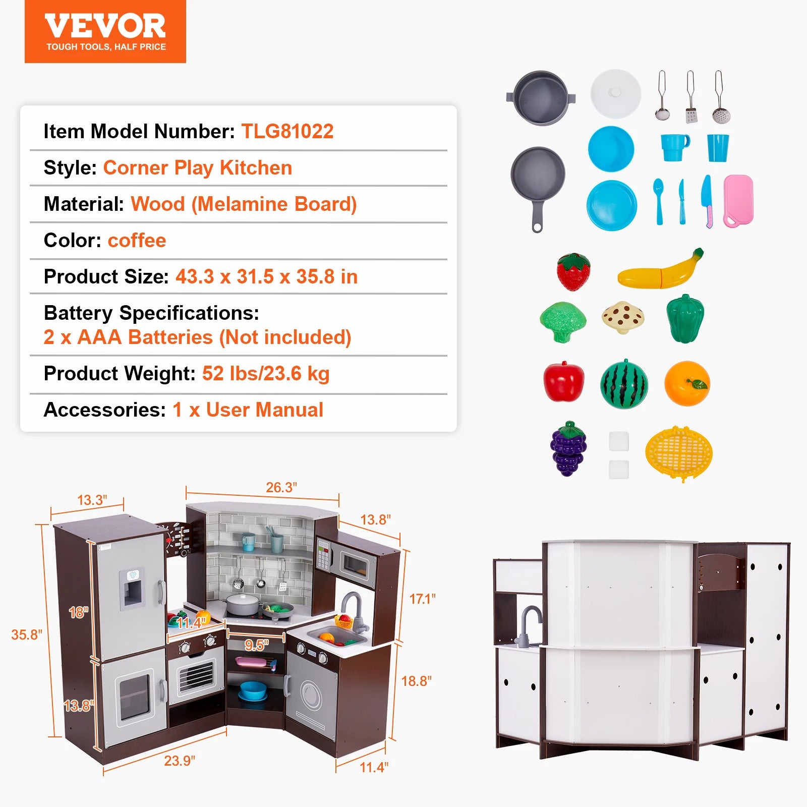 Play Kitchen Set Kitchenware Accessories with Ice Maker f - Ohberri