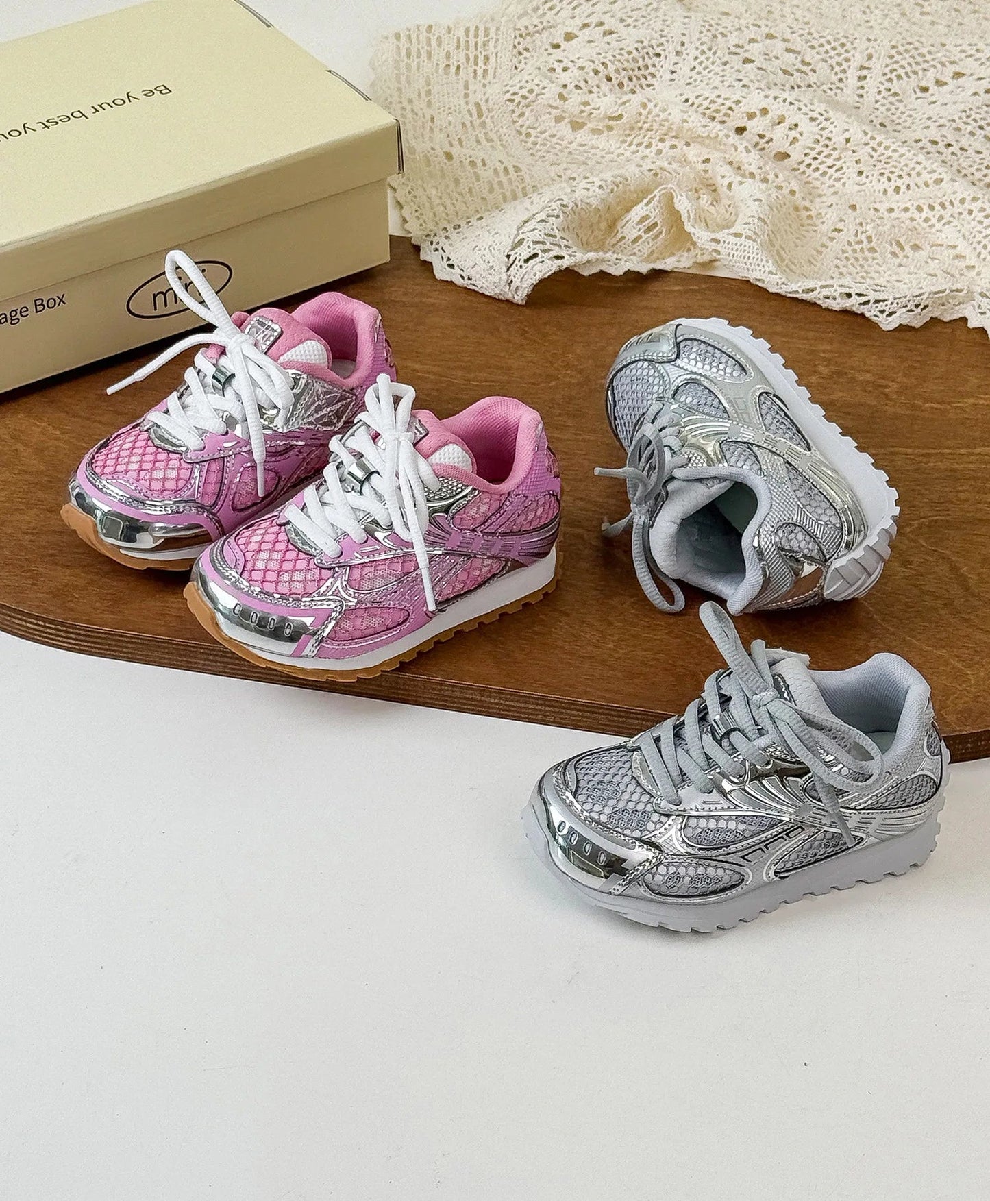 2025 Spring Toddler Kid Breathable Orbit Metallic Rubber Mesh Sneaker Children Casual Fashion Shoe Boy Girl Sports Walking Shoes Ohberri