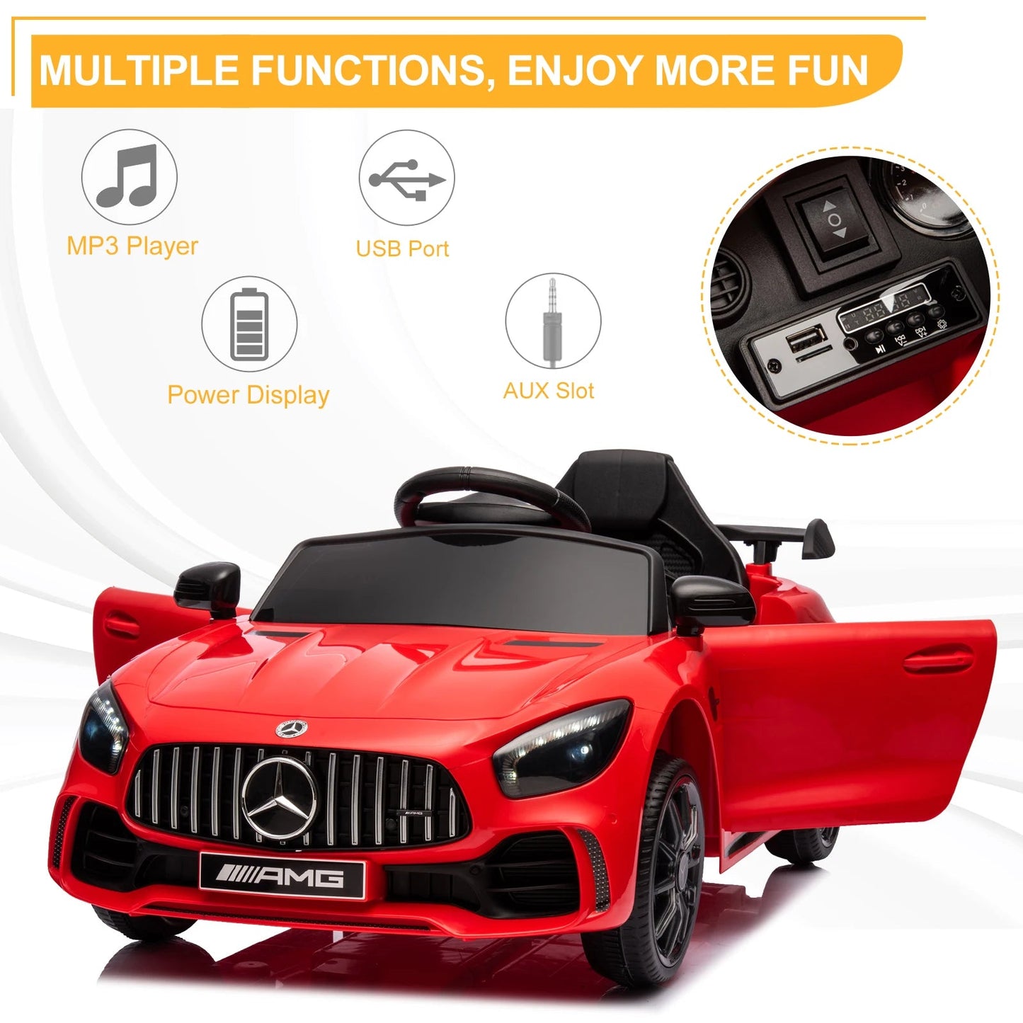 Dual Drive 12V 4.5Ah with 2.4G Remote Control Mercedes-Benz Sports Car Red Ohberri