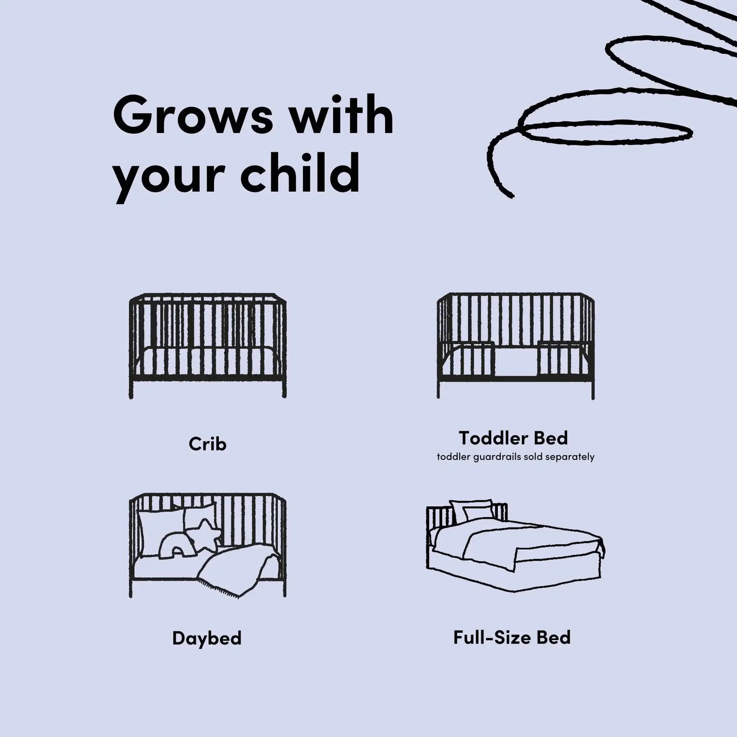 Modern 4-in-1 Convertible Baby Crib, Transitional crib with Adjustable Mattress Height - Ohberri