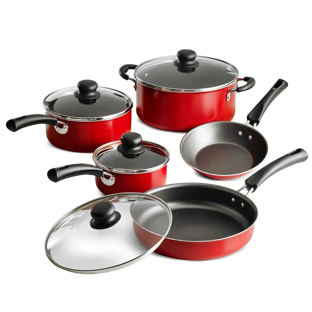 9 Piece Nonstick Cookware Set with Tempered Glass Lids Ohberri