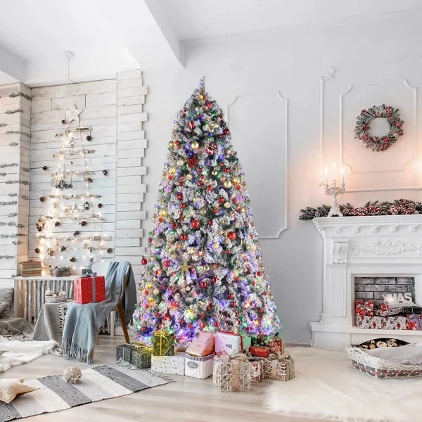 9ft 2094 Branch Automatic Tree Structure PVC Material Green Flocking 900 Lights Warm Color Four Colors 8 Modes Ohberri