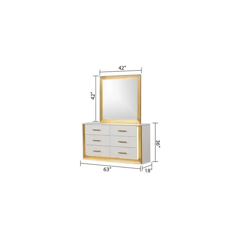 Contemporary 5PC King Bedroom Set in Wood with Gold Finish - Ohberri