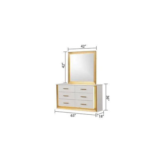 Contemporary 5PC King Bedroom Set in Wood with Gold Finish - Ohberri