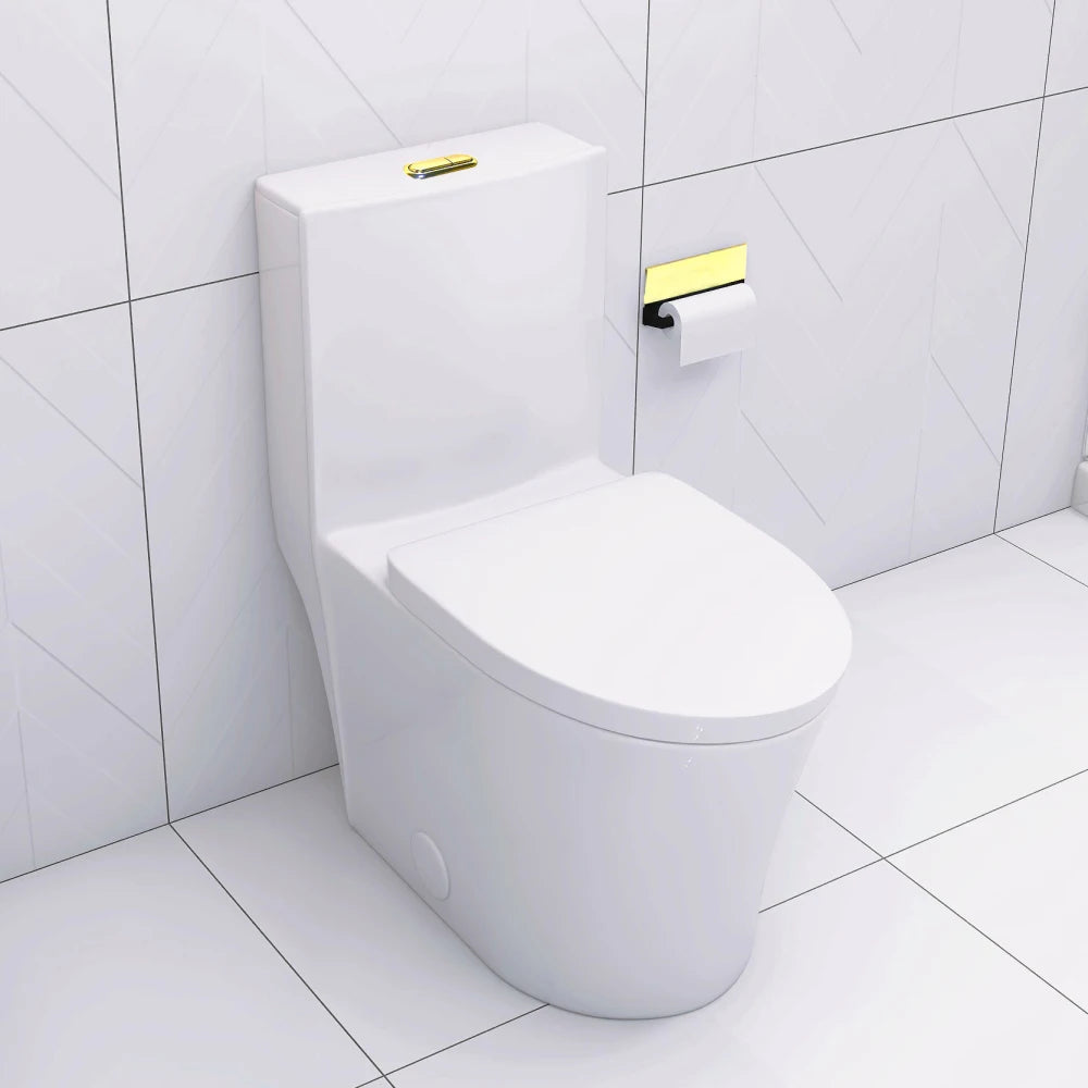 Matte Black Elongated One Piece Toilet Dual Flush 1.1/1.6 GPF Water Saving Map 1000g,Matte Black Ohberri