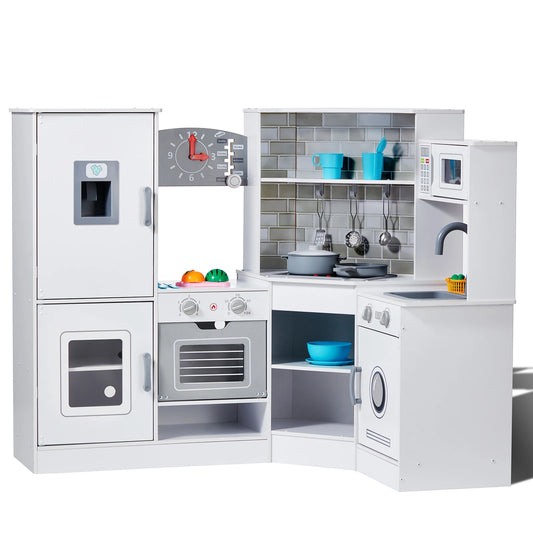 Corner Wooden Play Kitchen Set with Lights & Sounds - Ohberri