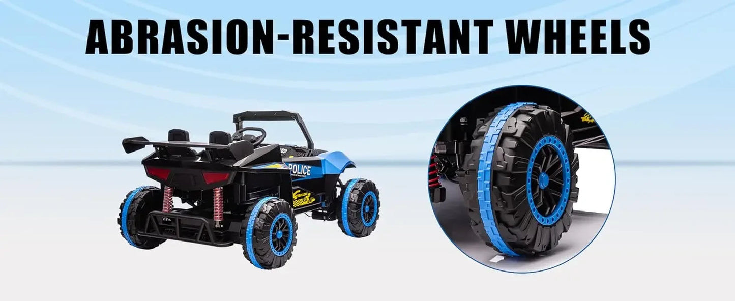 24V Police Car Ride On with Remote Control (Blue) Ohberri