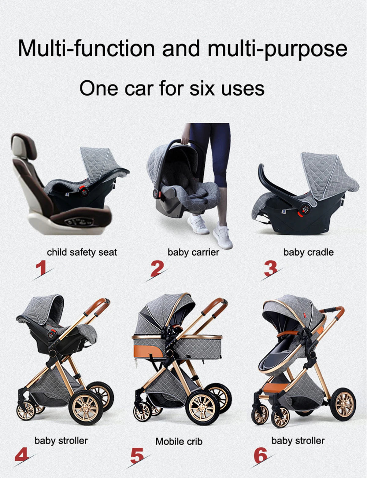 3 in 1 Baby Stroller - Ohberri