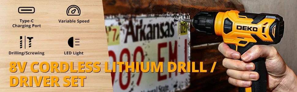 DEKO 126Pcs Power Tool Combo Kits with 8V Cordless Drill,10MM 3/8'' Ohberri