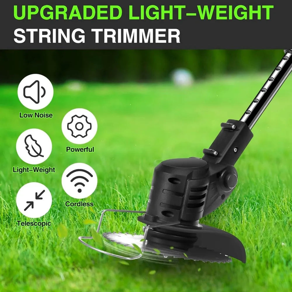 Electric Weed Wacker, 24V 1500MAh Weed Wacker Battery Operated, 3-in-1 Lightweight Lawn Trimmer/Mini-Mower/Brush Cutter - Ohberri