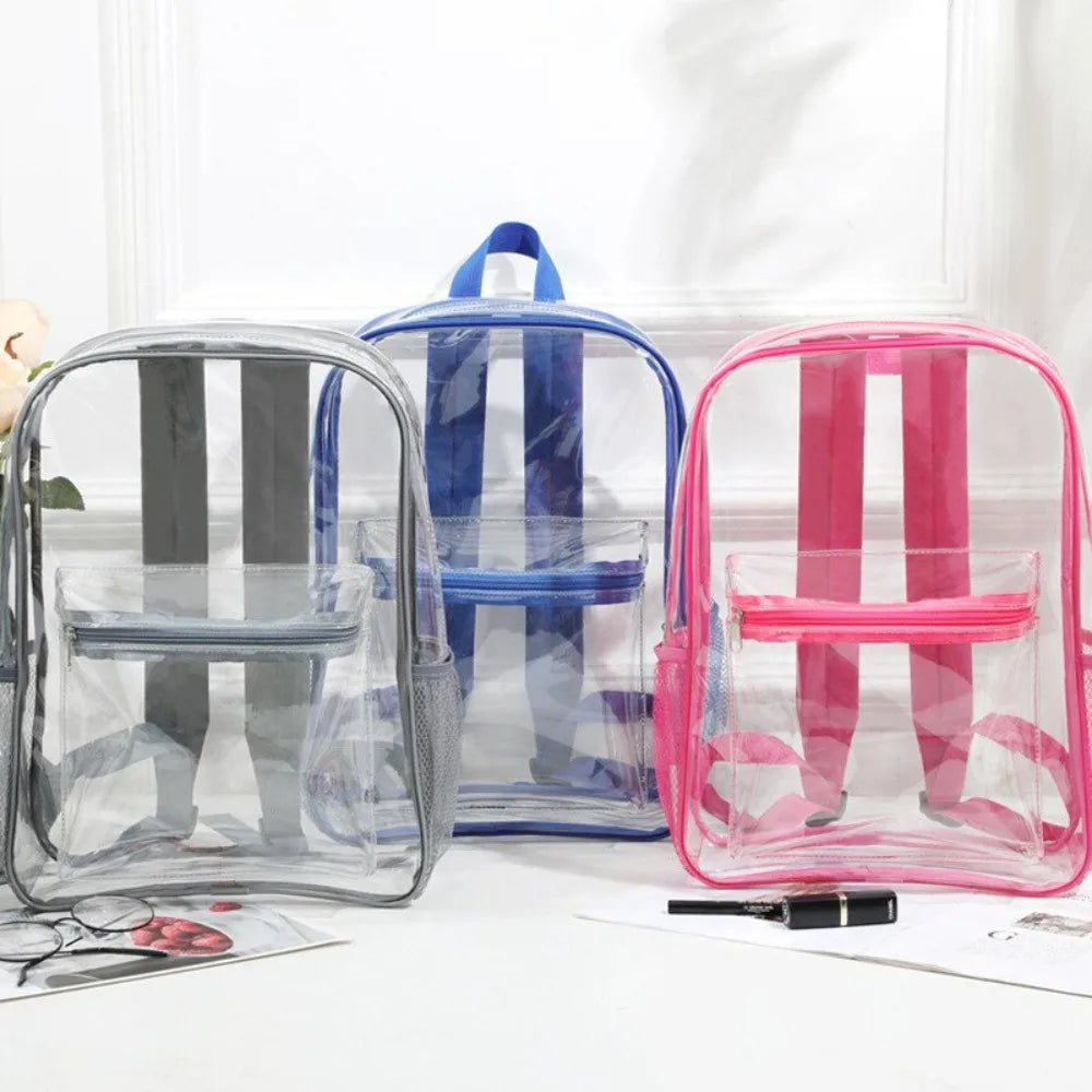 Transparent PVC Outdoor Sports Fitness Knapsack Casual Travel Visible Backpack Large Capacity Waterproof Shoulders Bag - Ohberri