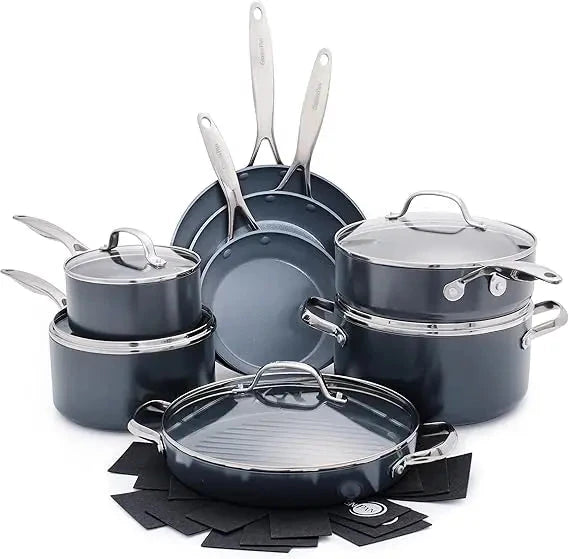 16-Piece Ceramic Nonstick Cookware Set - Induction Compatible Ohberri