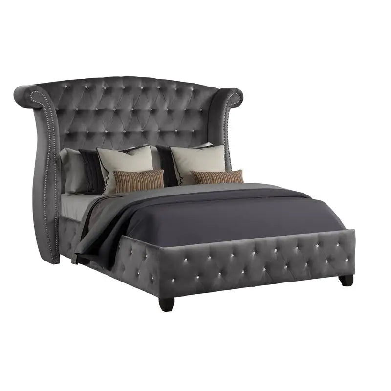 5-Piece Gray Wood Upholstered Bedroom Vanity Set for Stylish Home Decor - Ohberri