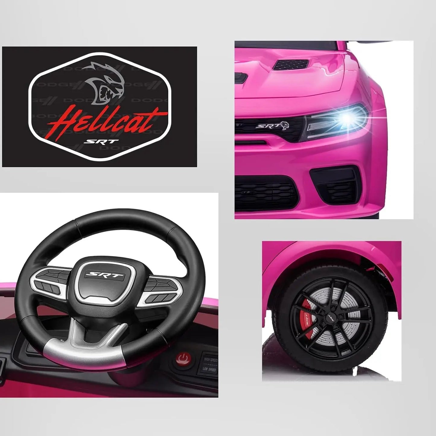 12V Licensed Dodge Charger SRT Hellcat Kids Electric Ride On Car Ohberri