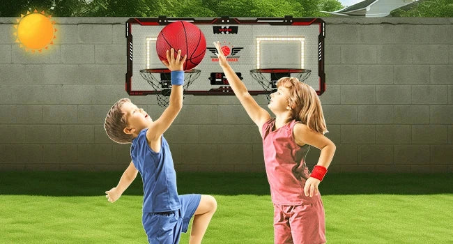Basketball Hoop x2 Indoor Outdoor Electric Mini Basketball Scoreboard 4x Balls Ohberri