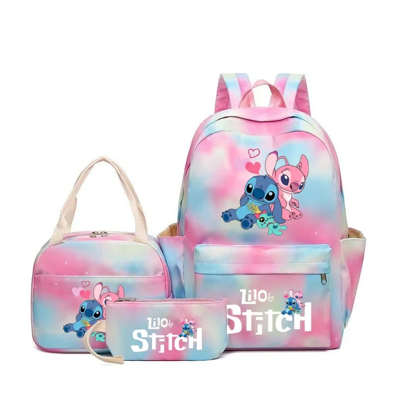 3pcs Stitch Large Capacity Backpack, Cartoon Anime Schoolbag, Kids Girl Travel Commute Knapsack With Lunch Bag And Pencil Case - Ohberri