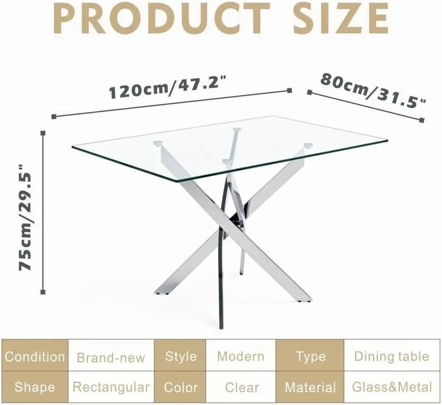 5 Piece Dining Table Set,Tempered Glass Dining Table Set for 4 Kitchen Table Set with 4 Upholstered Chairs for Dining Room - Ohberri