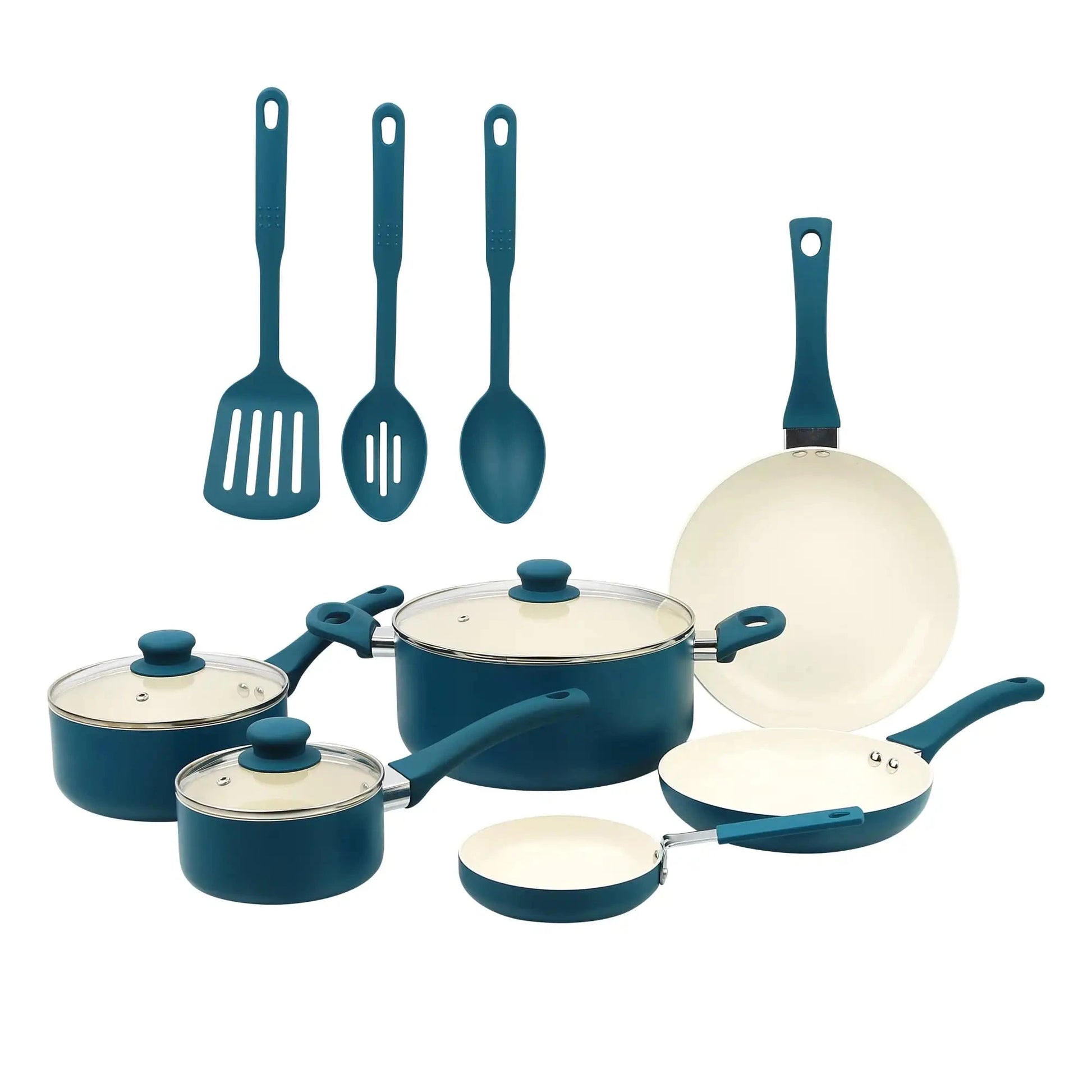 12 Piece Nonstick Aluminum Alloy Cookware Set, Blue Ohberri