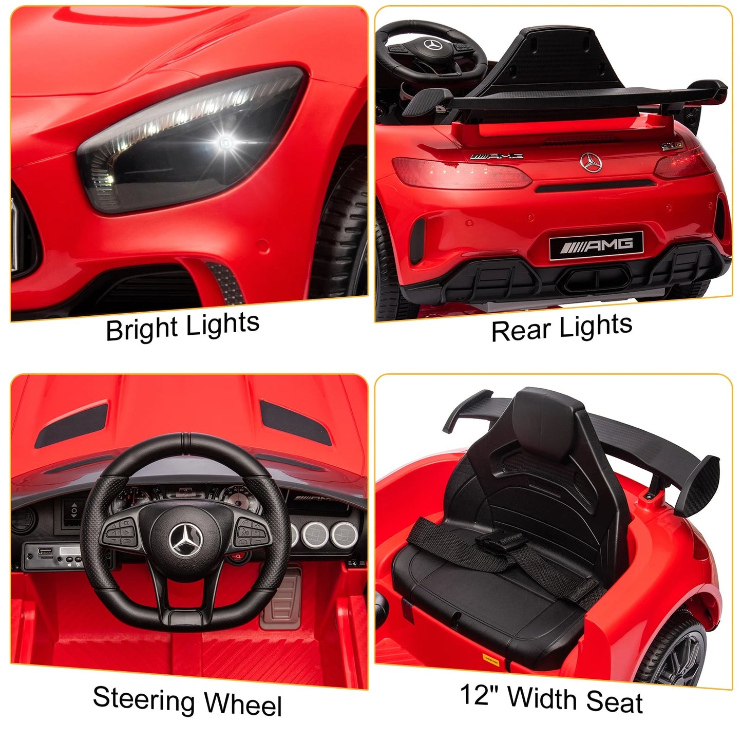 Dual Drive 12V 4.5Ah with 2.4G Remote Control Mercedes-Benz Sports Car Red Ohberri