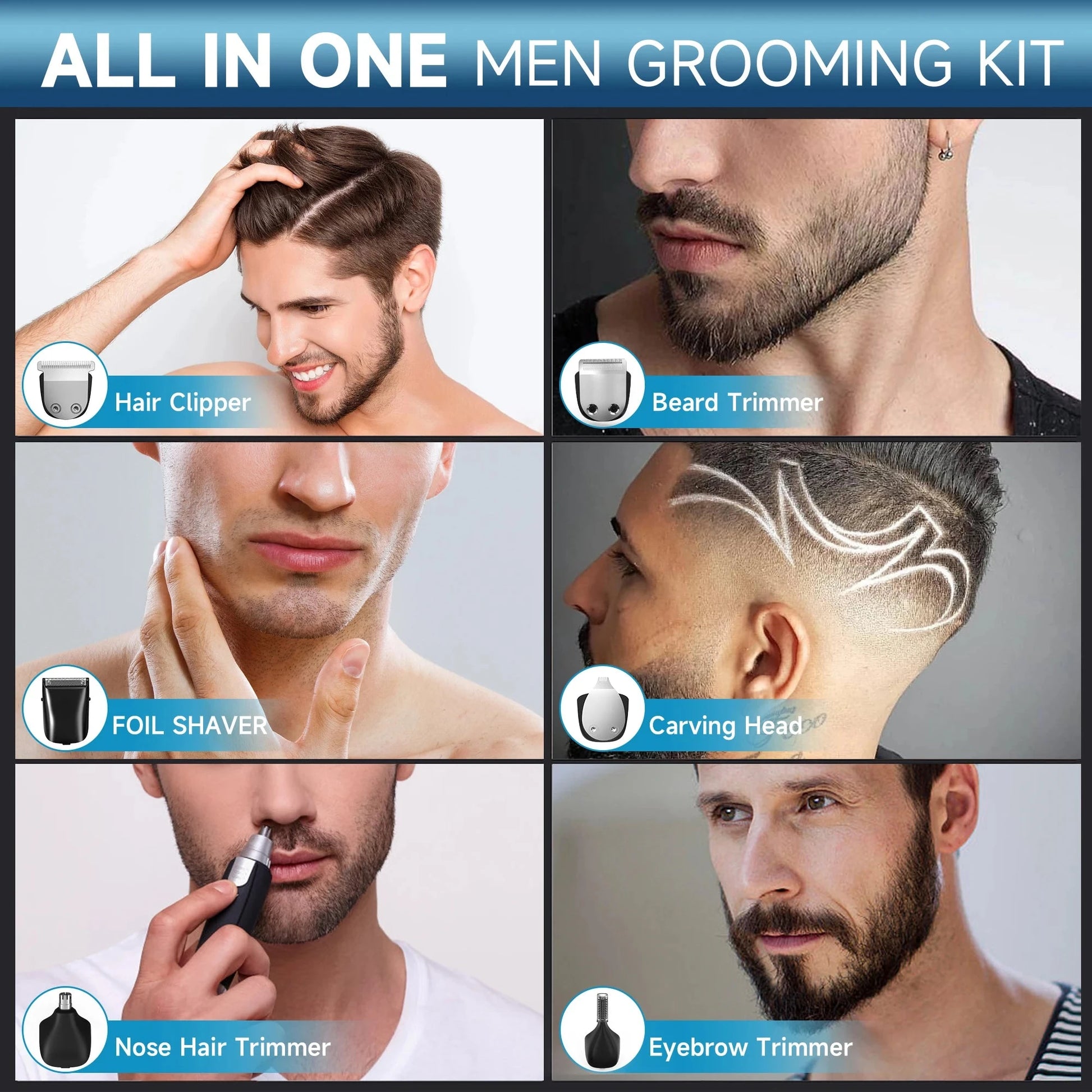 Electric Hair Clippers Shaver For Men's 5 In 1 Professional Ohberri