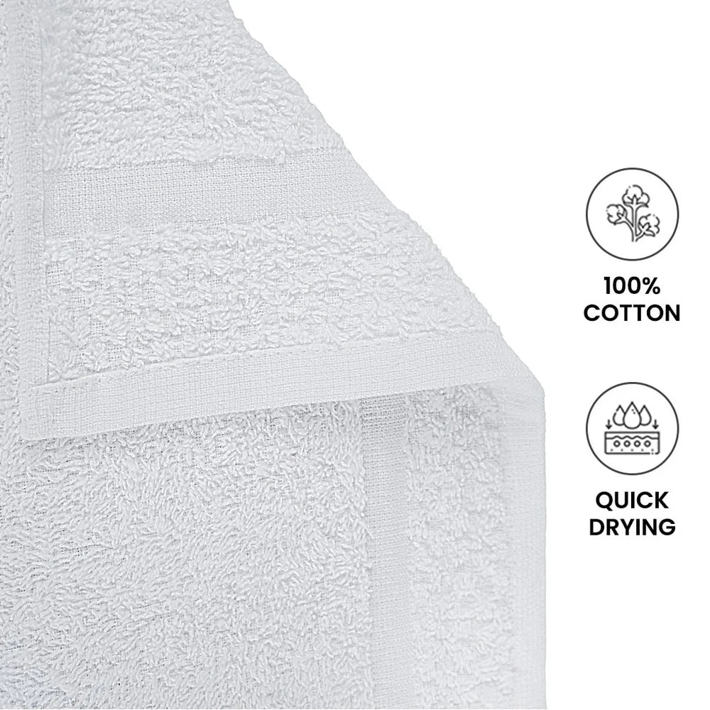 10 Piece Cotton Towel Set Soft Absorbent Quick Dry Bath Towels Hand Towels Washcloths Durable Popcorn Textured Border Bathroom - Ohberri