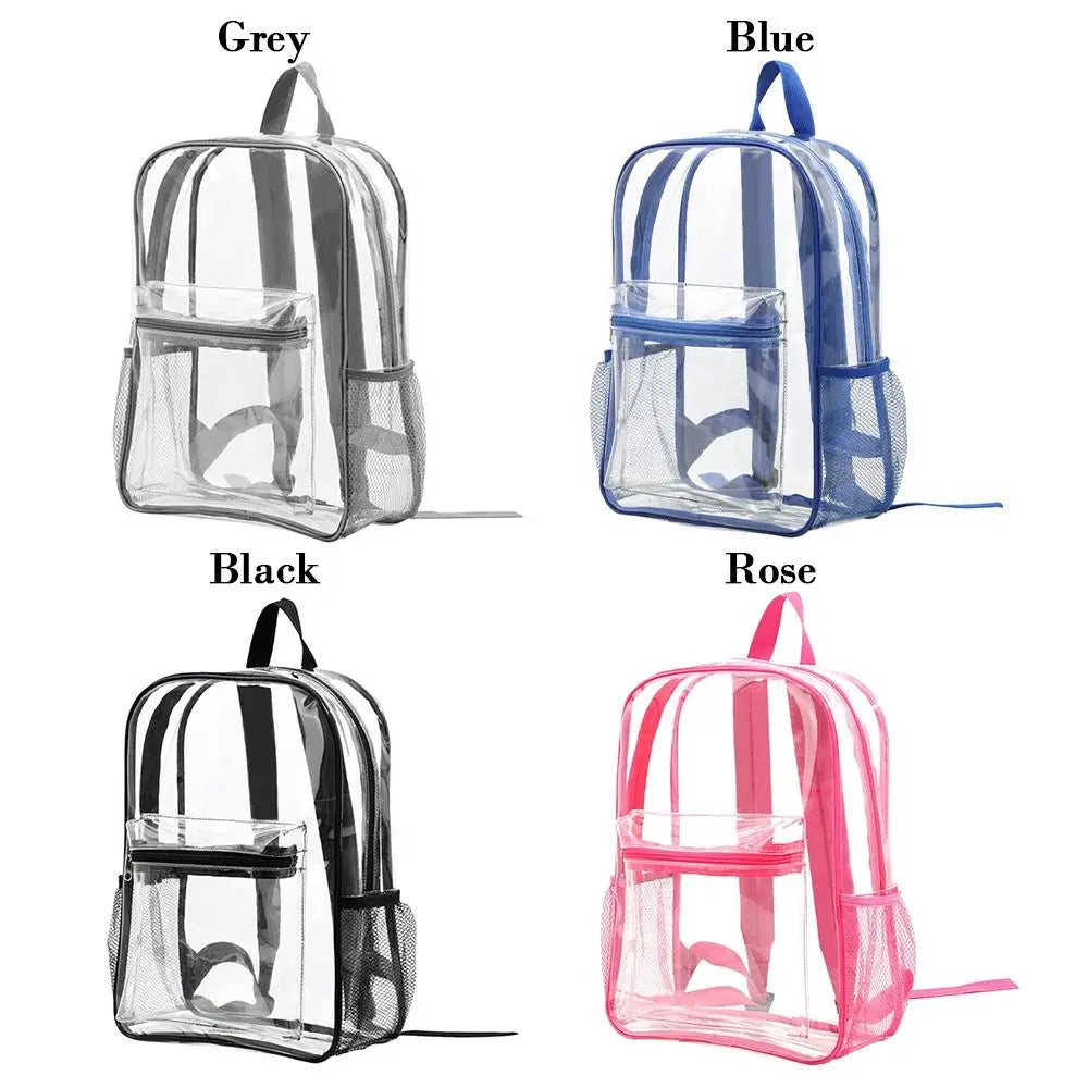 Transparent PVC Outdoor Sports Fitness Knapsack Casual Travel Visible Backpack Large Capacity Waterproof Shoulders Bag - Ohberri