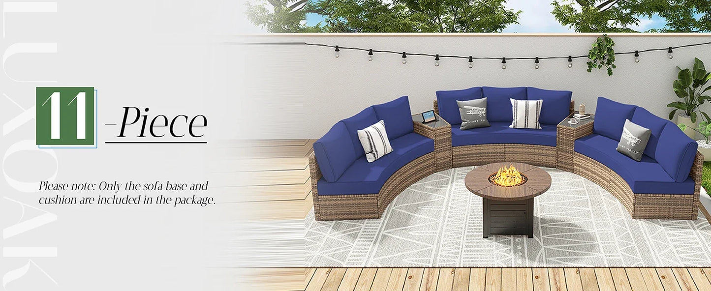 Furniture Sets, 3 Piece Half-Moon Sectional Round Sofa Set - Ohberri
