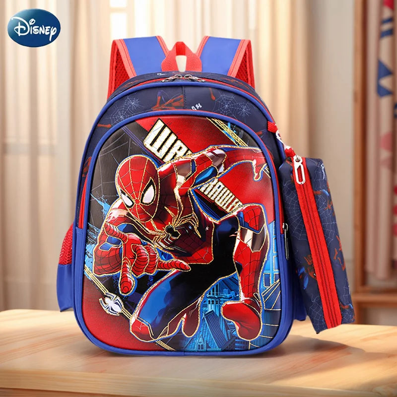 Disney Spiderman Unisex Backpacks Large Capacity Gilding Print Schoolbag For Children's Gifts With Pen Case - Ohberri