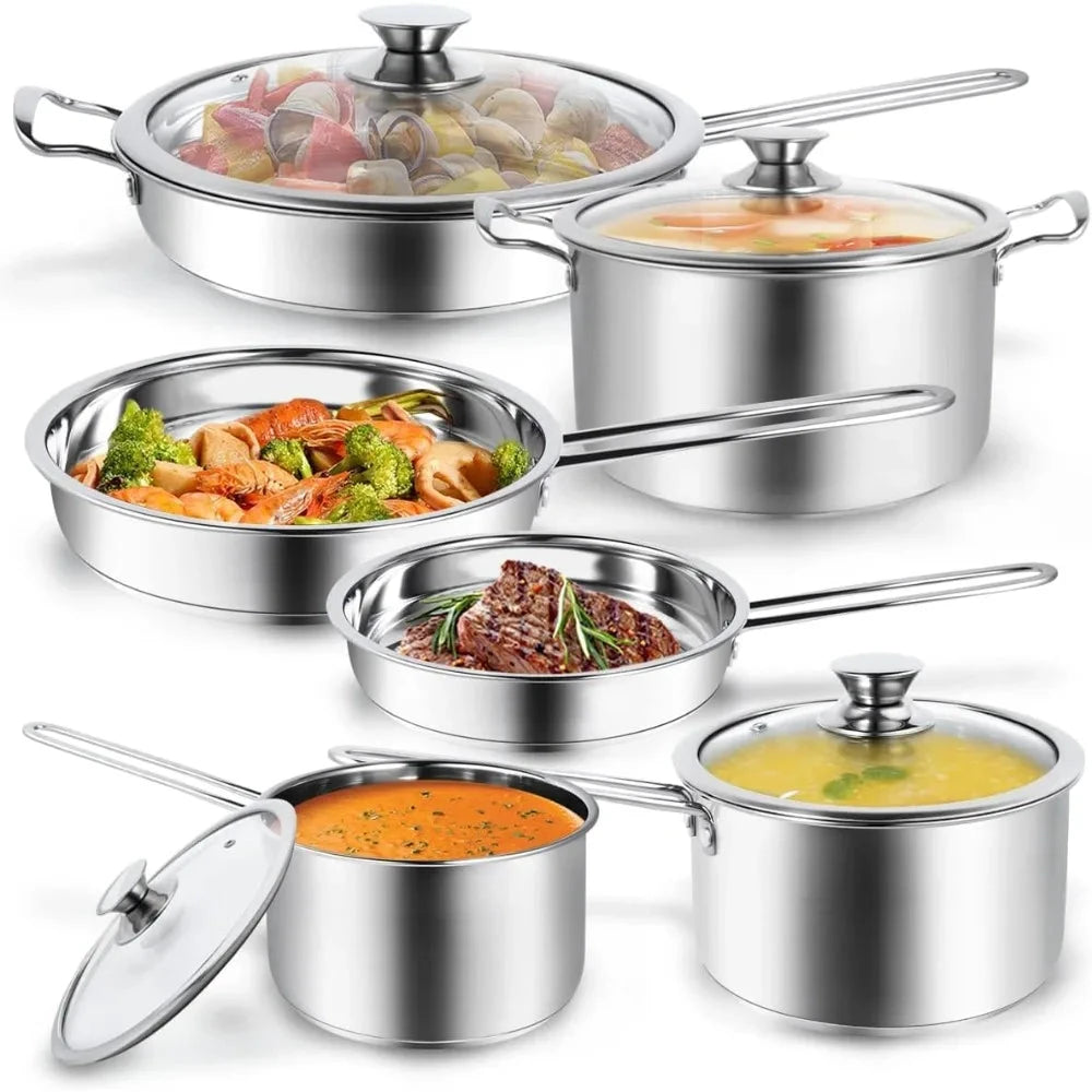 10-Piece Pots and Pans Set, Stainless Steel Cookware Set Ohberri