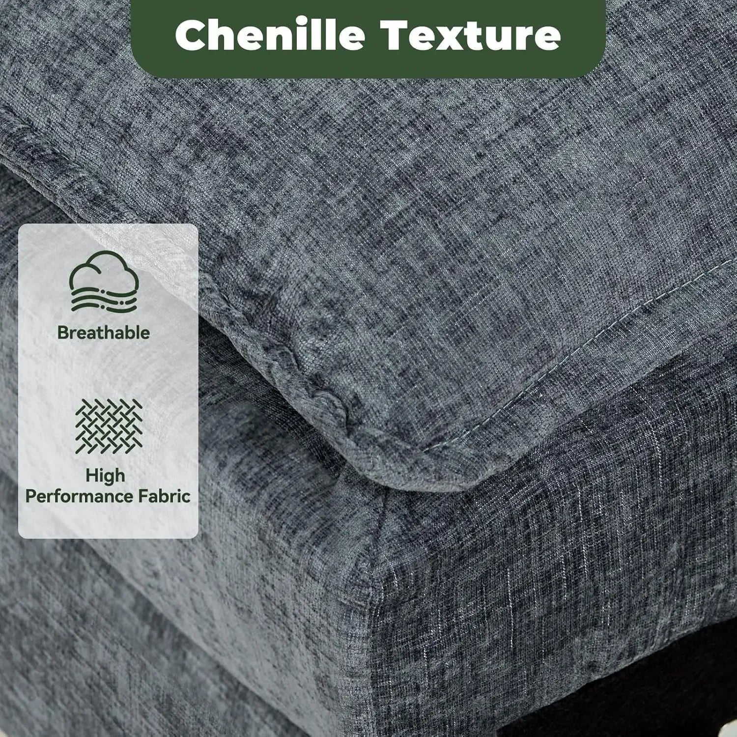 Cloud Couch Sectional with USB, Movable Ottoman, 3-Layer, Modern - Ohberri