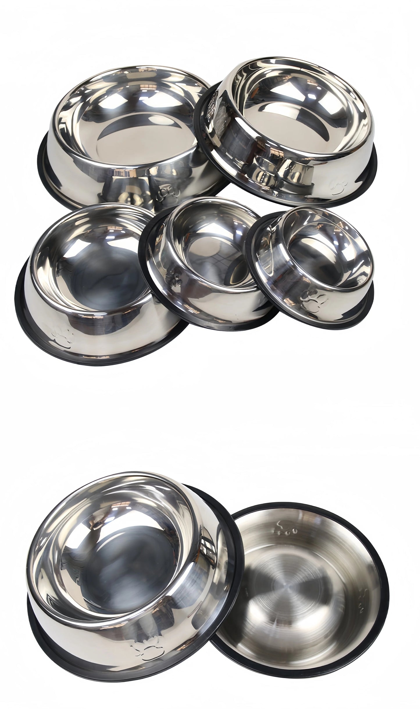 Pet Dog Cat Stainless Steel Bowl Pet Feeding Bowl Cat and Dog Drinking Bowl Metal Feeder Bowl Durable Easy To Clean 6 Sizes Ohberri