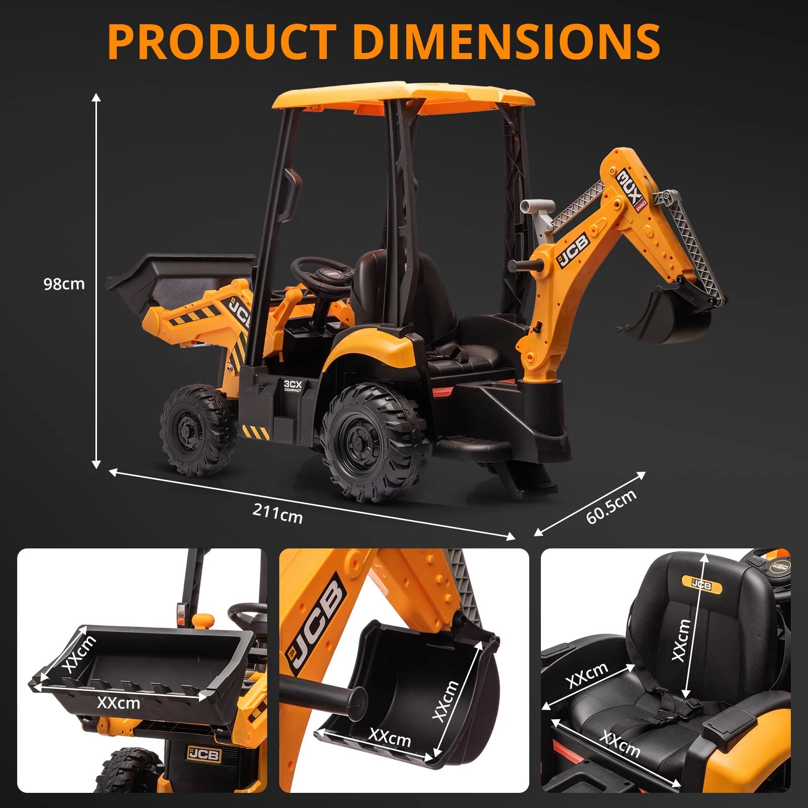 4 in 1 Ride on Excavator & Bulldozer With Remote Control Ohberri