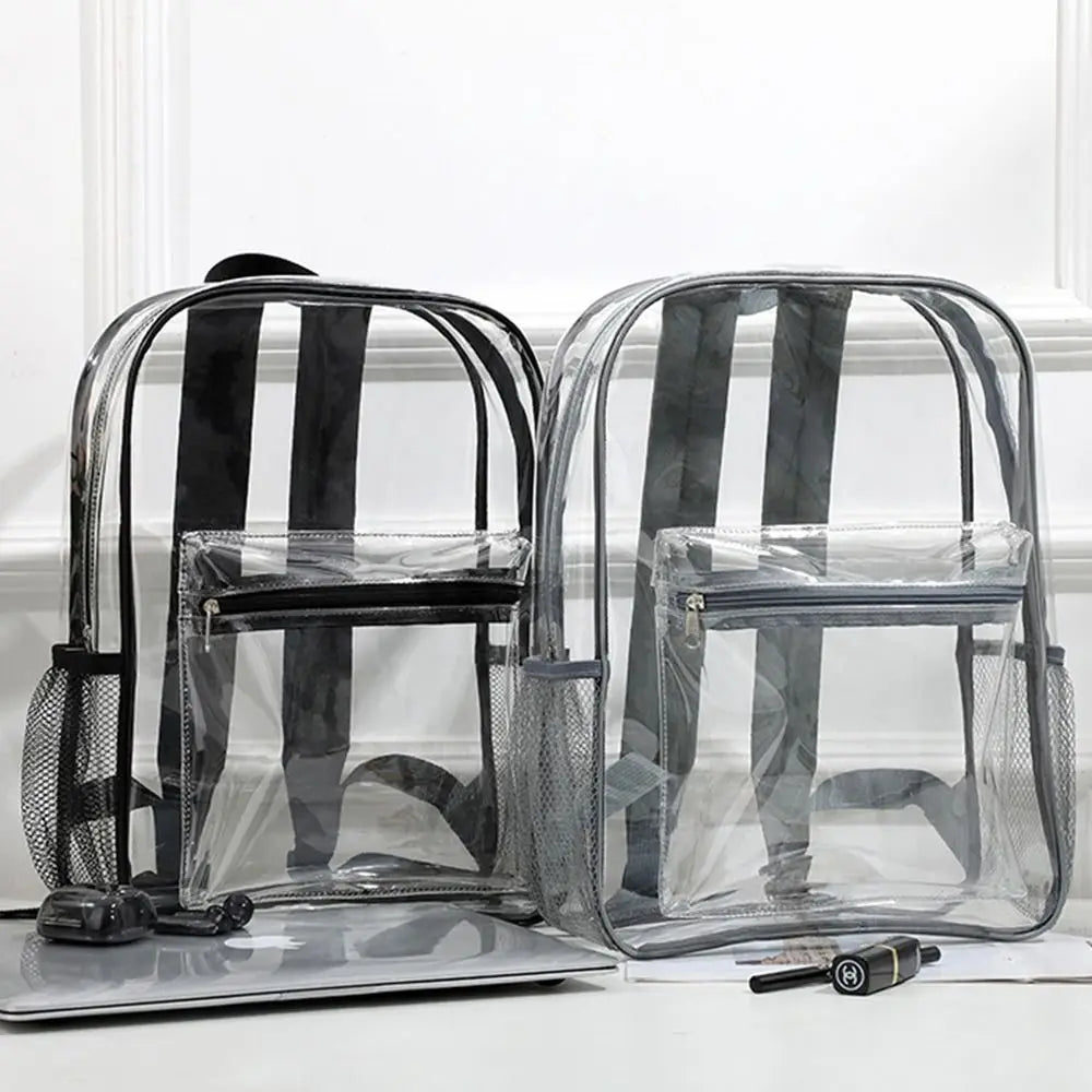 Transparent PVC Outdoor Sports Fitness Knapsack Casual Travel Visible Backpack Large Capacity Waterproof Shoulders Bag - Ohberri