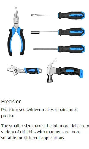 DEKO Drill Set: Tool Set with 8V Blue Cordless Drill 126 Piece Ohberri