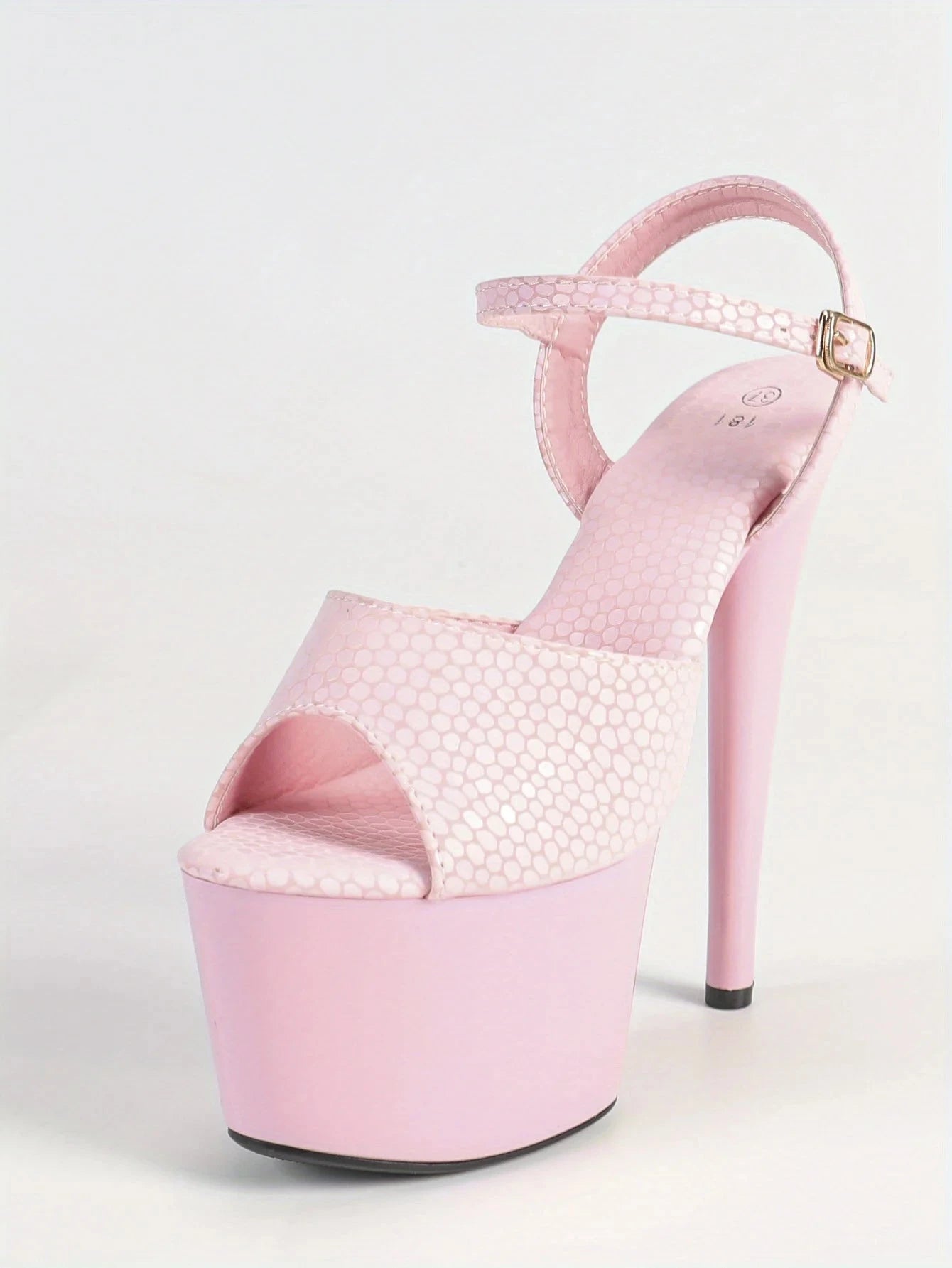 Black Waterproof Stiletto High Heels 6.69inch Platform Stone Pattern Ohberri