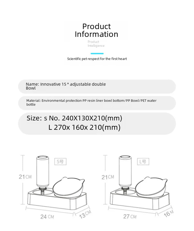 Double Bowl Automatic Watering Pet Anti-overturn Rice Plastic Cat Dog Food Bowl Cats Dogs Pet Tableware Ohberri