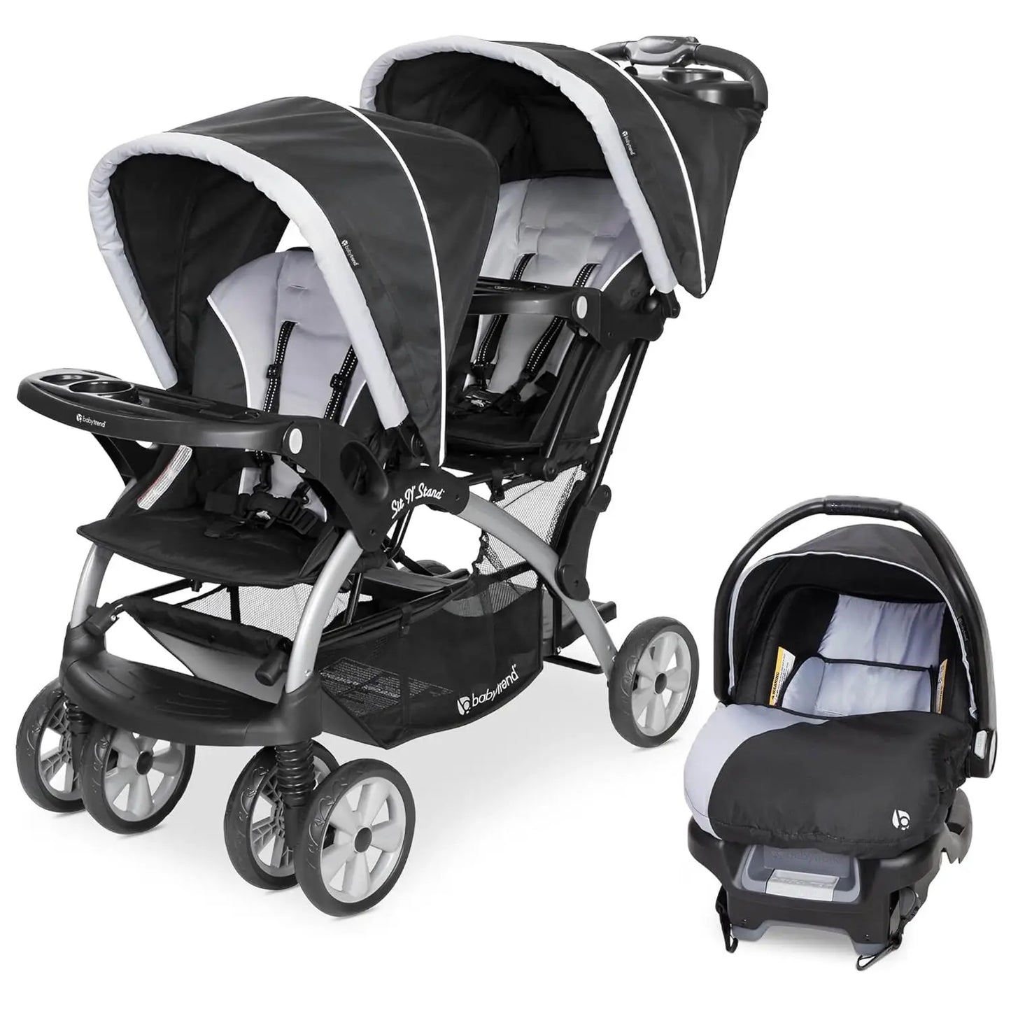 Double Combo, 2-Piece Set, Storm - Portable Lightweight Stroller 2-In-1 And Car Seat Travel System - Ohberri